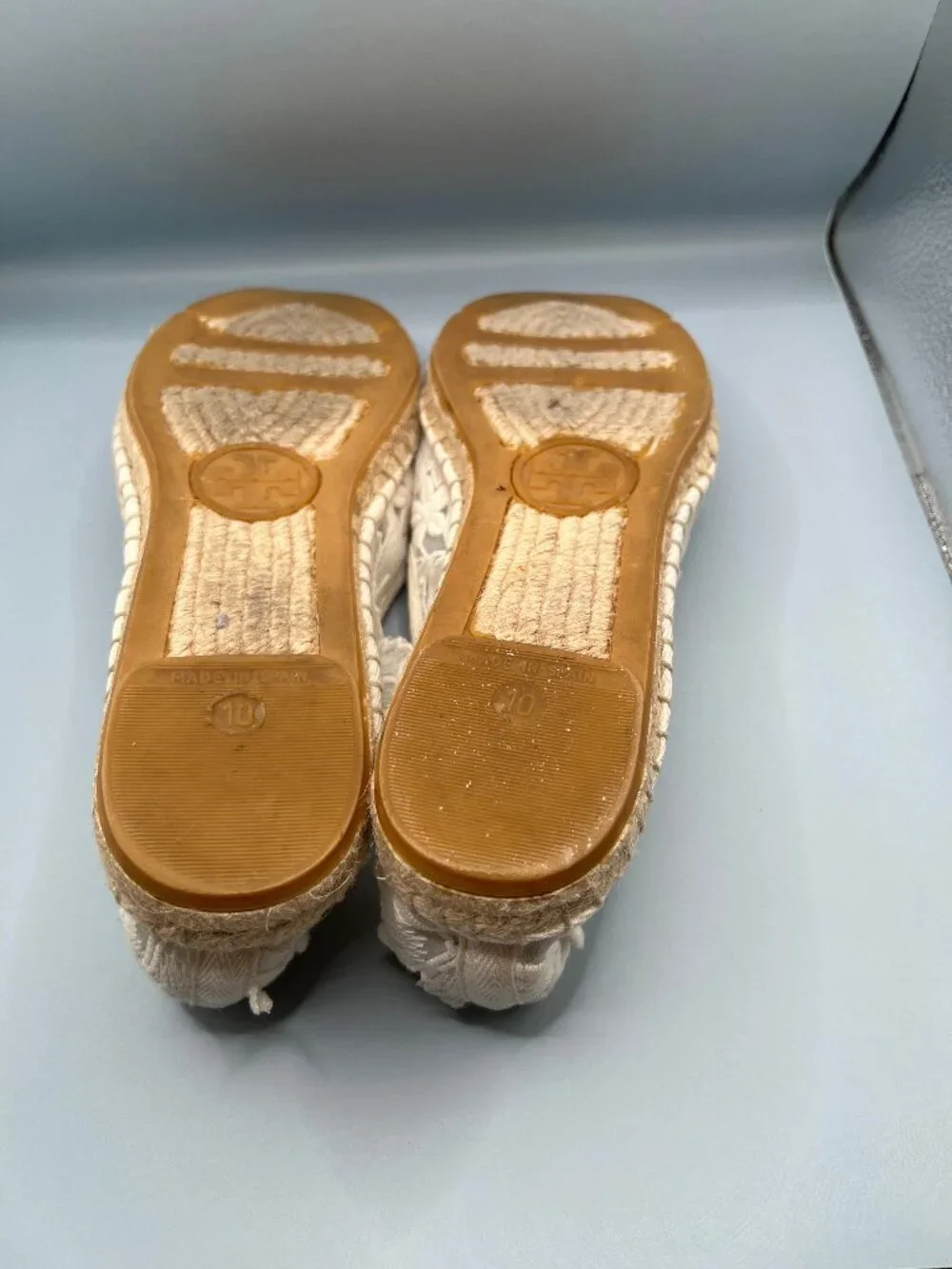 Tory Burch Creamy White Floral Embroidered Slip-On Espadrille Flats Round Toe 10